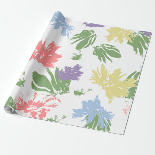 Dancing Pastel Flowers Wrapping Paper