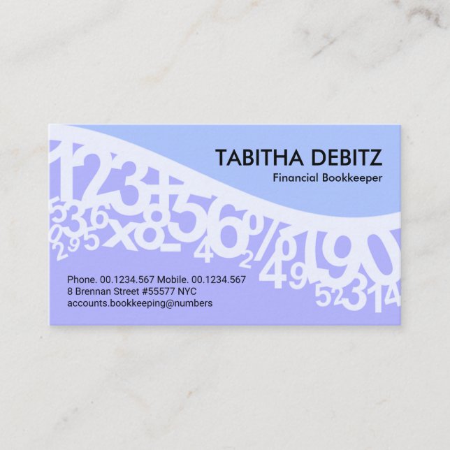 Dancing Pastel Numbers Wave Business Card (Front)
