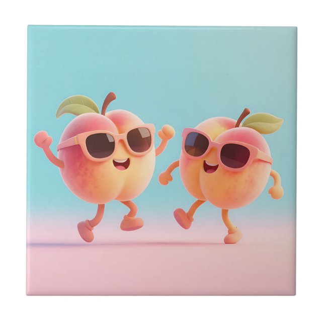 Dancing Peaches Sunglasses Tile (Front)