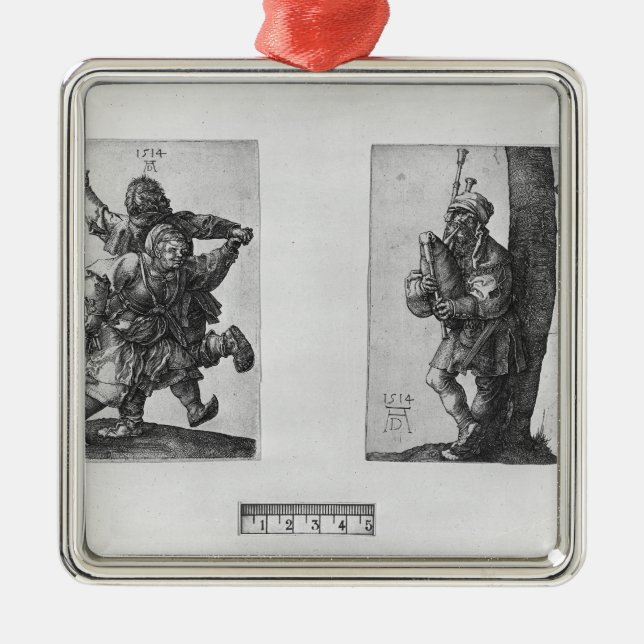 Dancing Peasants and a Bagpipe Player, 1514 Metal Tree Decoration (Front)