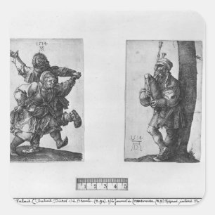 Dancing Peasants and a Bagpipe Player, 1514 Square Sticker