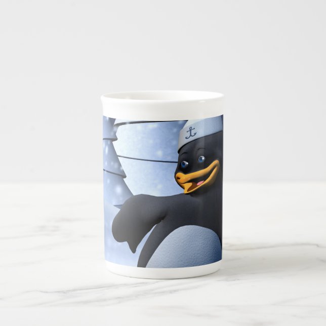 Dancing Penguin Bone China Mug (Front)