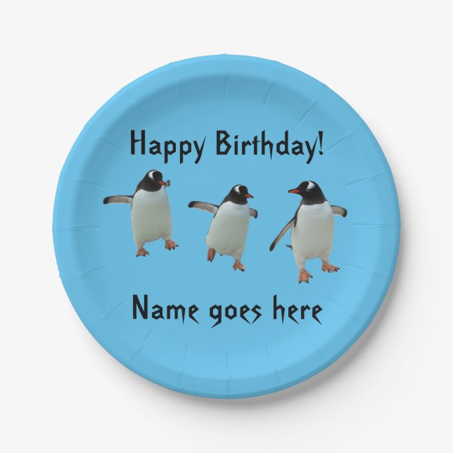 Dancing Penguin Party Plate (Front)