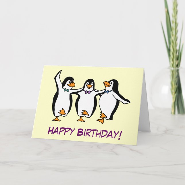 Dancing Penguins Birthday Card (Front)