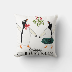 Dancing Penguins Christmas Cushion