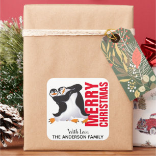 Dancing Penguins Christmas Label