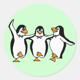 Dancing Penguins Classic Round Sticker