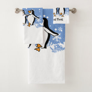 Dancing Penguins Design Bath Towel Set