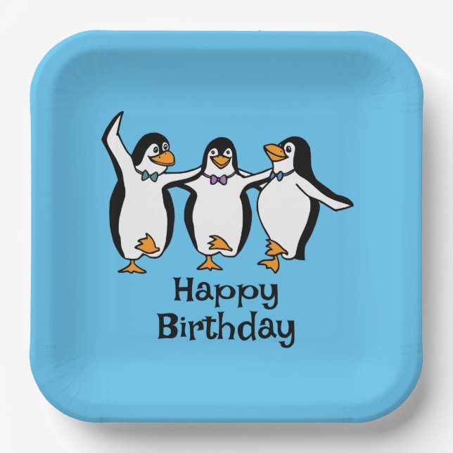 Dancing Penguins Design Paper Plate (Front)