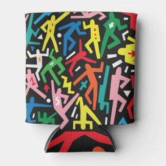Dancing people, doodle set pattern. can cooler