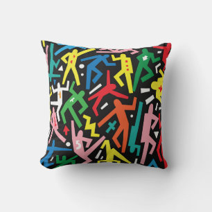 Dancing people, doodle set pattern. cushion