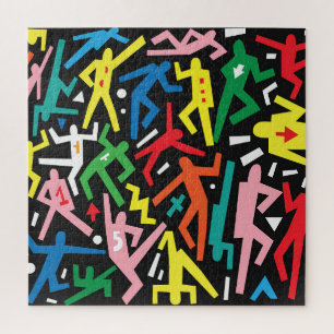 Dancing people, doodle set pattern. jigsaw puzzle