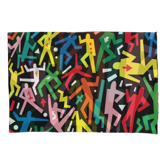 Dancing people, doodle set pattern. pillowcase (Front)