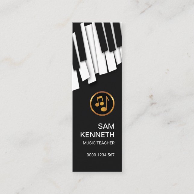 Dancing Piano Keys Music Teacher Mini Business Card (Front)