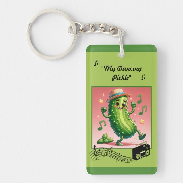 Dancing Pickle with Boom Box Key Ring (Front)