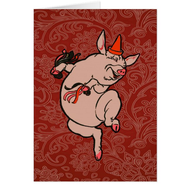 Dancing Pig Antique Cute Dancer (Front)