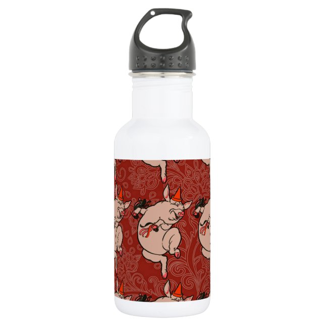Dancing Pig Antique Cute Dancer 532 Ml Water Bottle (Front)