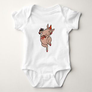 Dancing Pig Antique Cute Dancer Baby Bodysuit
