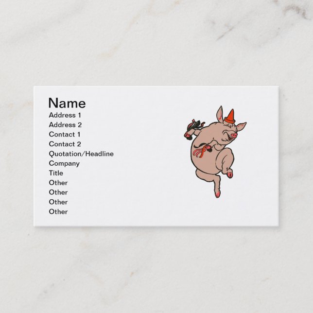 Dancing Pig Antique Cute Dancer Business Card (Front)