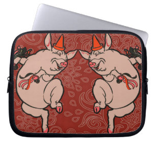 Dancing Pig Antique Cute Dancer Laptop Sleeve