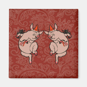 Dancing Pig Antique Cute Dancer Magnet