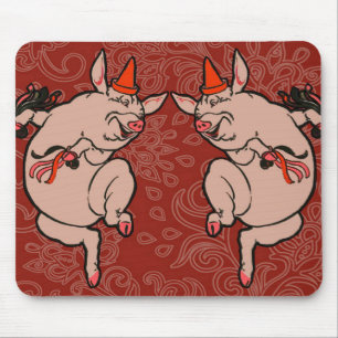 Dancing Pig Antique Cute Dancer Mouse Mat