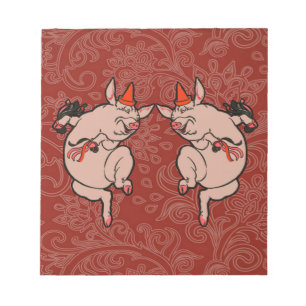 Dancing Pig Antique Cute Dancer Notepad