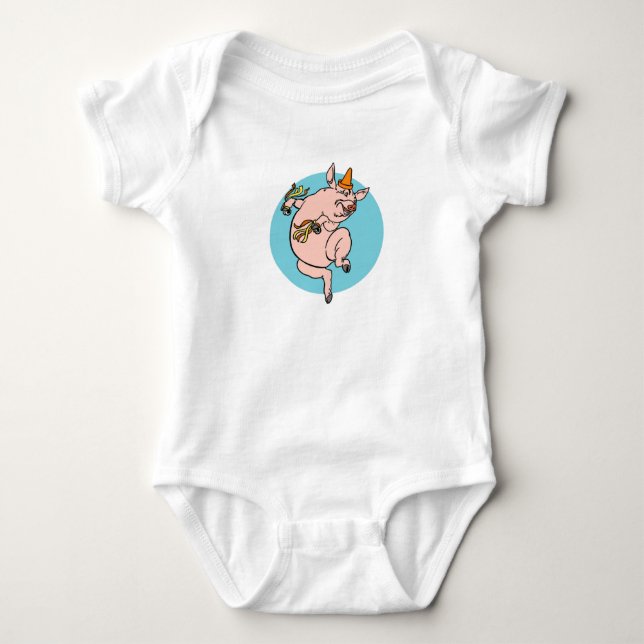 Dancing Pig Baby Bodysuit (Front)