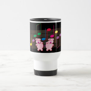 Dancing Piglets: We love music Travel Mug