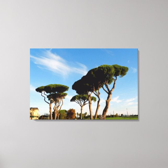 "Dancing" pine trees, Digital art, painting.  Canvas Print (Front)