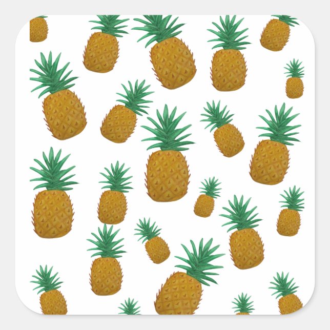 Dancing pineapples square sticker (Front)