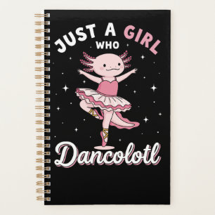 Dancing Pink Axolotl in Ballet Tutu Planner