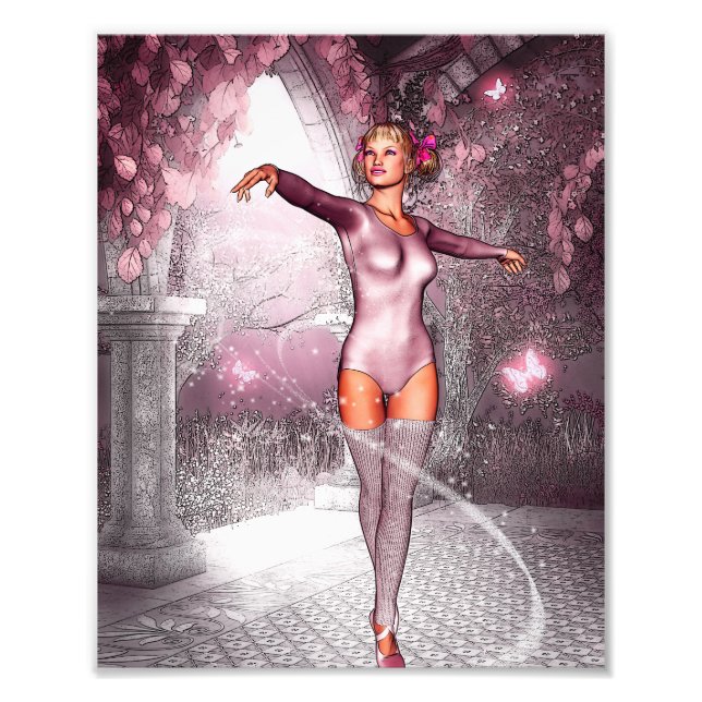 Dancing Pink Ballerina Photo Print (Front)