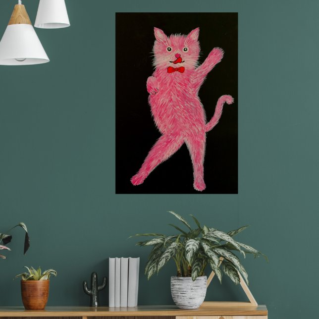 Dancing Pink Cat Poster (Living Room 1)