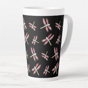 Dancing Pink Dragonfly Pattern Latte Mug