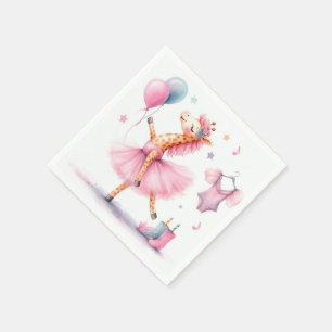 Dancing Pink Giraffe Birthday Party Napkin