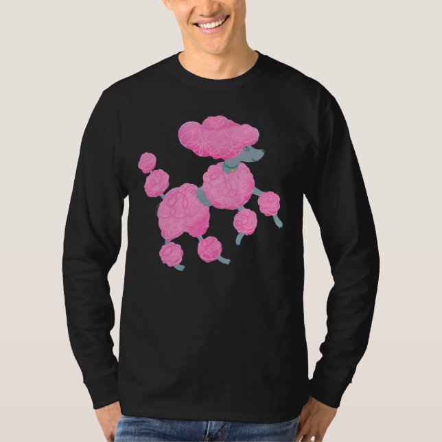 Dancing pink poodle on white      T-Shirt (Front)