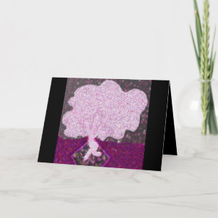 Dancing pink tree glitter Tu B'Shvat ט״ו בשבט Holiday Card