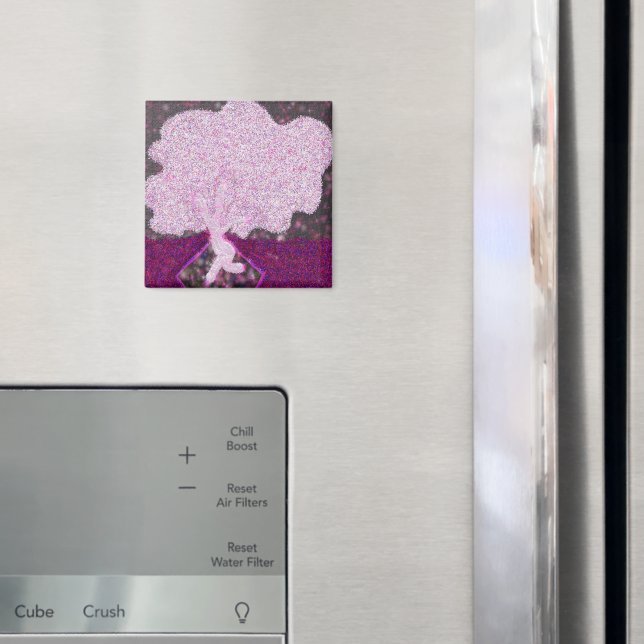 Dancing pink tree glitter Tu B'Shvat ט״ו בשבט  Magnet (In Situ (Fridge))