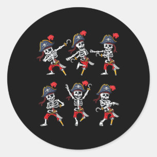 Dancing Pirate Skeletons Dance Challenge Boys Kids Classic Round Sticker