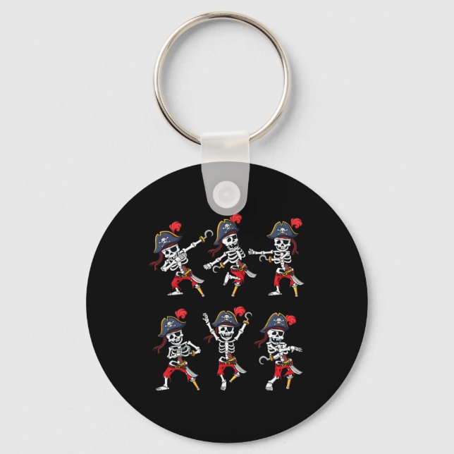 Dancing Pirate Skeletons Dance Challenge Boys Kids Key Ring (Front)