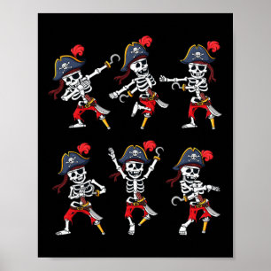 Dancing Pirate Skeletons Dance Challenge Boys Kids Poster