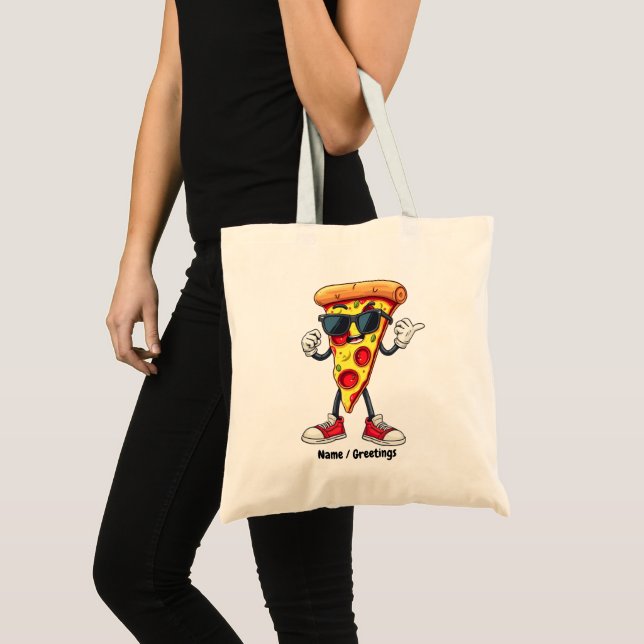 Dancing Pizza Slice A Playful & Delicious Design Tote Bag (Front (Product))