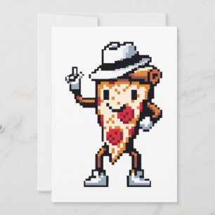 Dancing Pizza Slice - Funny Pixel Art Food Design Holiday Card