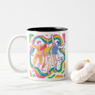 Dancing Pride Rainbow Art Colourful LGBTQ+ Two-Tone Coffee Mug