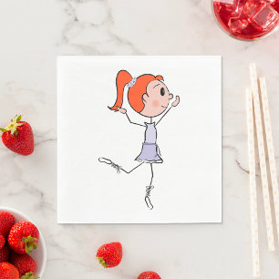 Dancing Princess Cute Ballerina Stick Figure Napkin