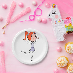 Dancing Princess Cute Ballerina Stick Figure  Paper Plate