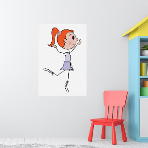 Dancing Princess Cute Ballerina Stick Figure Poster