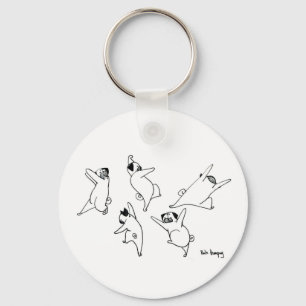 Dancing Pugs Key Ring