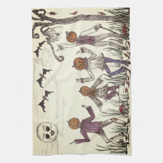 Dancing Pumpkin Folk Kitchen Towel